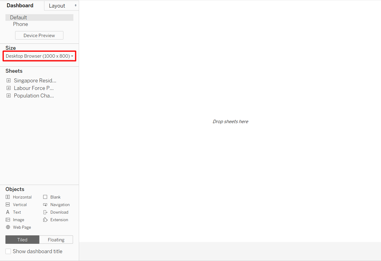 Figure 42. Dashboard Size