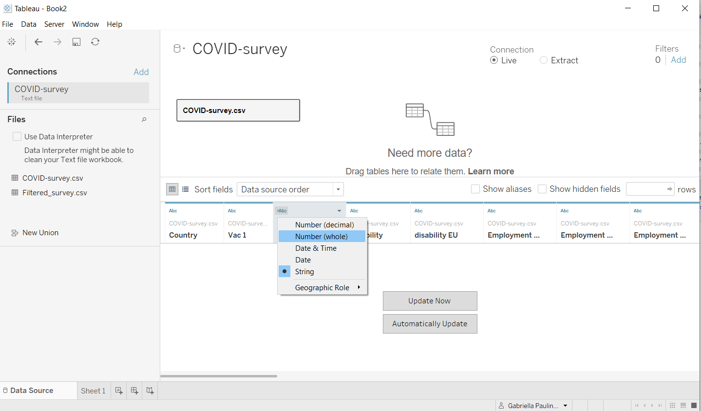 Figure 15. Change Data Type
