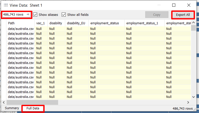 Figure 11. Export Full Data