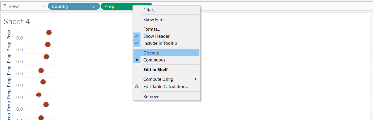 Figure 36. Add Prop to Columns and Convert to Discrete